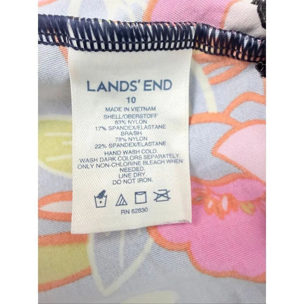 Lands End Women’s 10 Blousen Swim TopNavy Pink Green - Picture 4 of 5